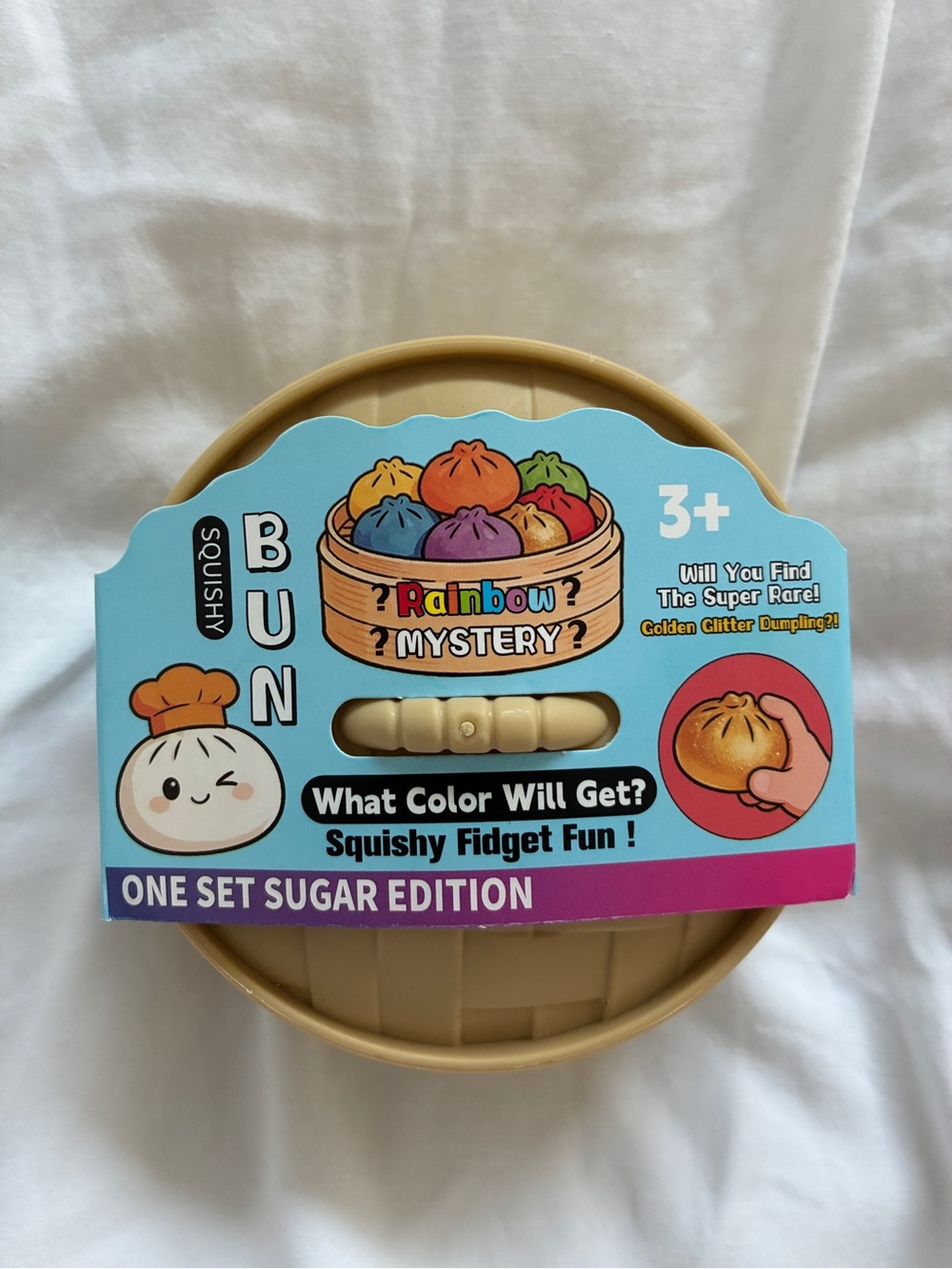 Bun Squishy Rainbow Mystery Dumpling Toy -  RARE Golden glitter
